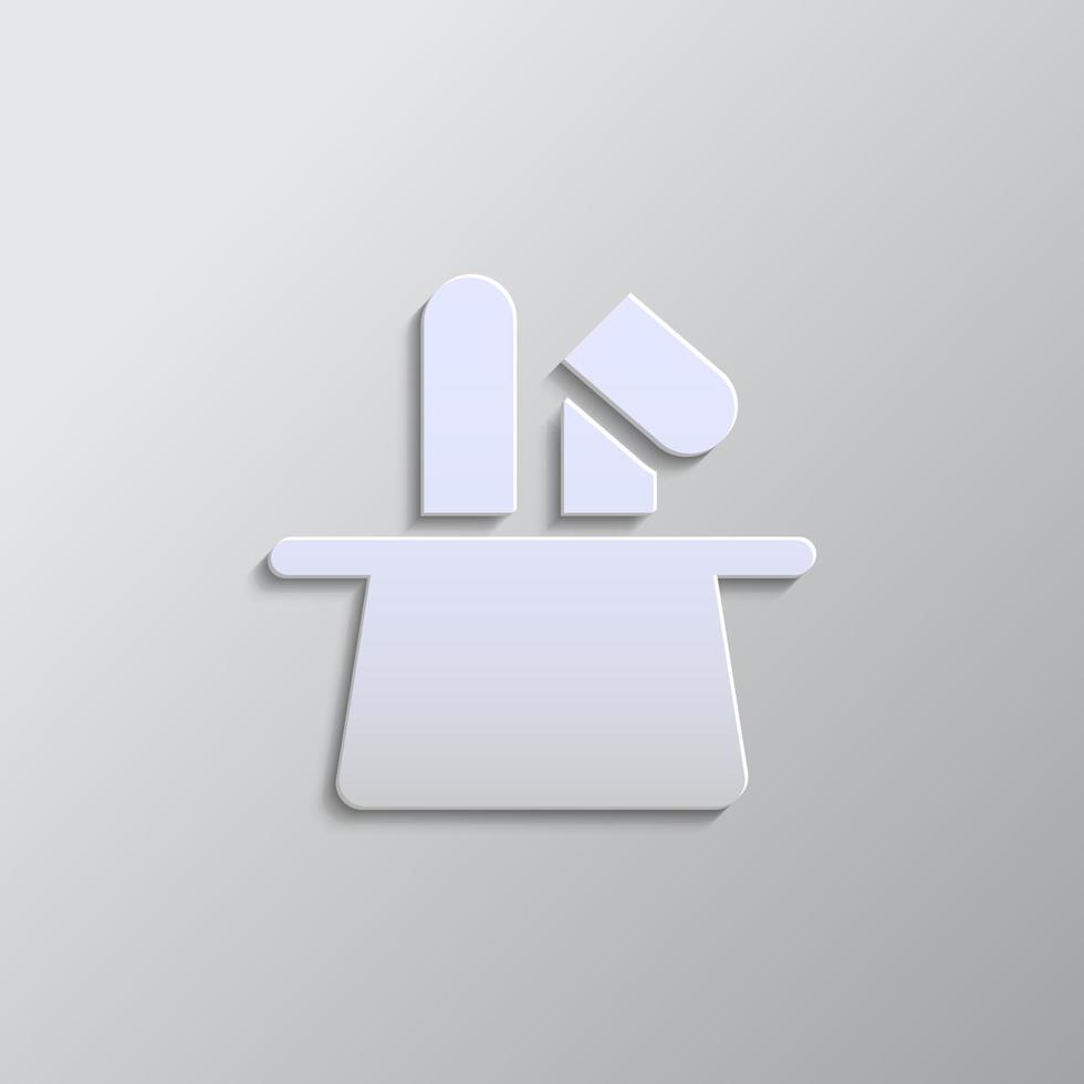 Grey color vector background- Paper style vector icon, hat, rabbit paper style, icon