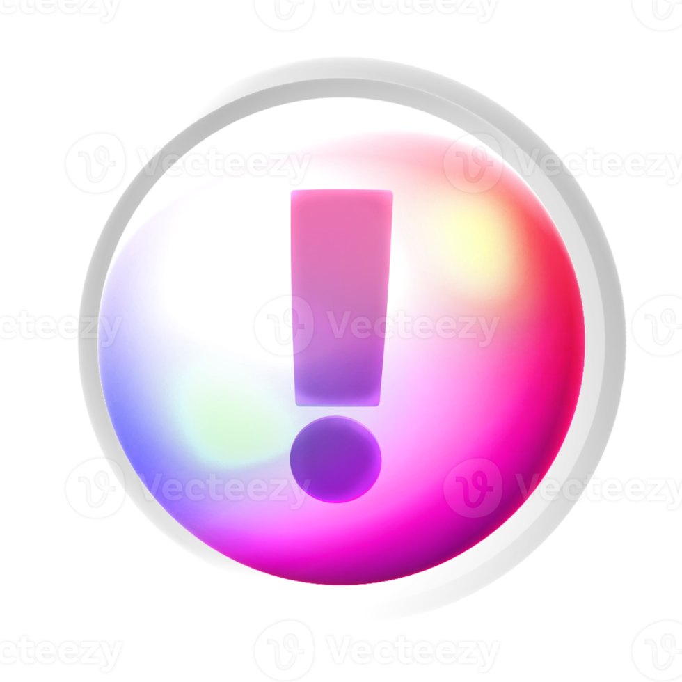 Exclamation mark or warning colorful game button png