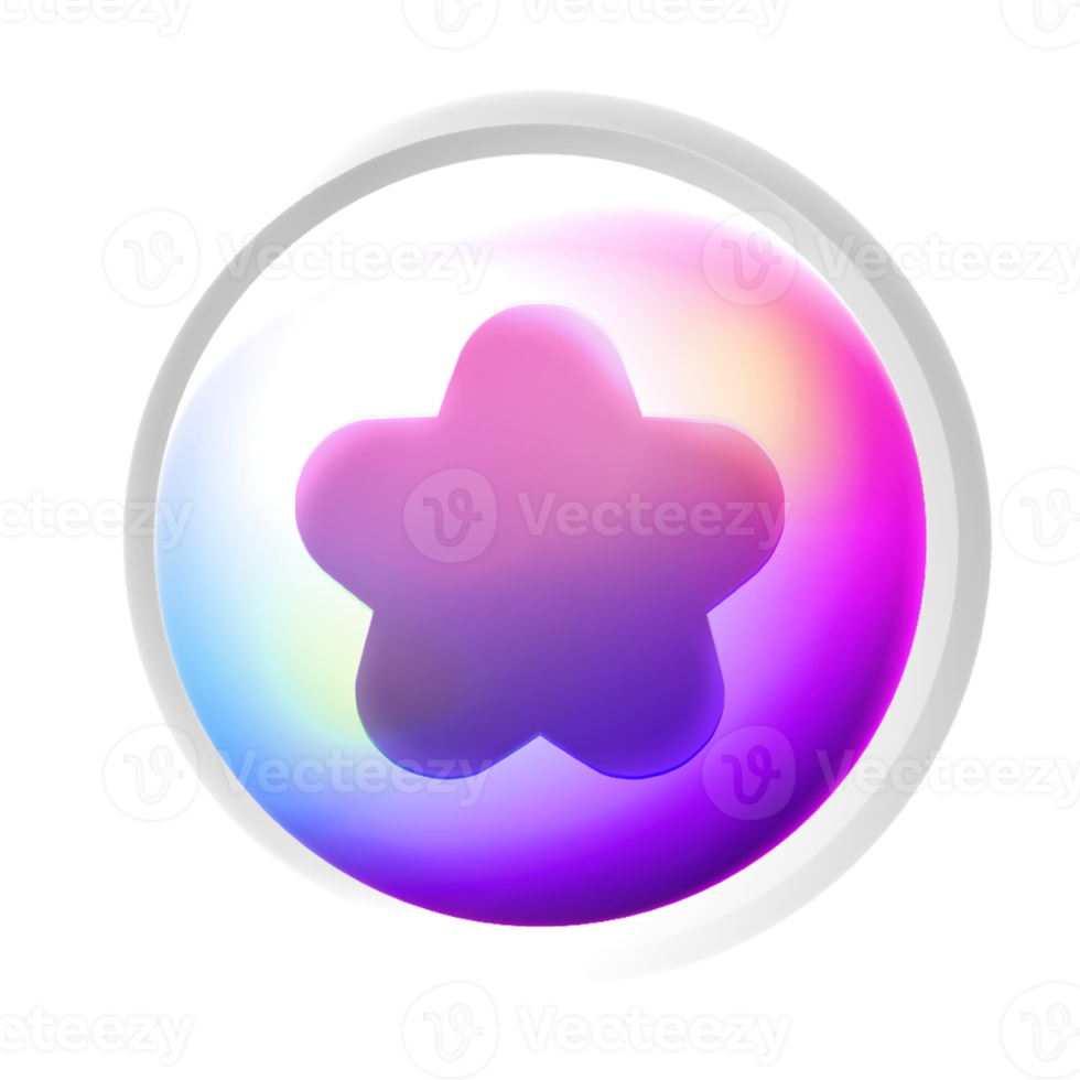 Star or favorite symbol colorful game button png