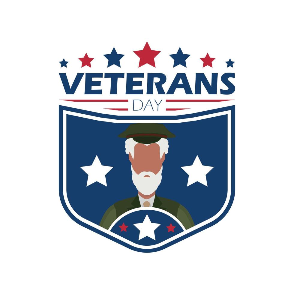 Veteran day emblem on a white background. Cartoon style. vector