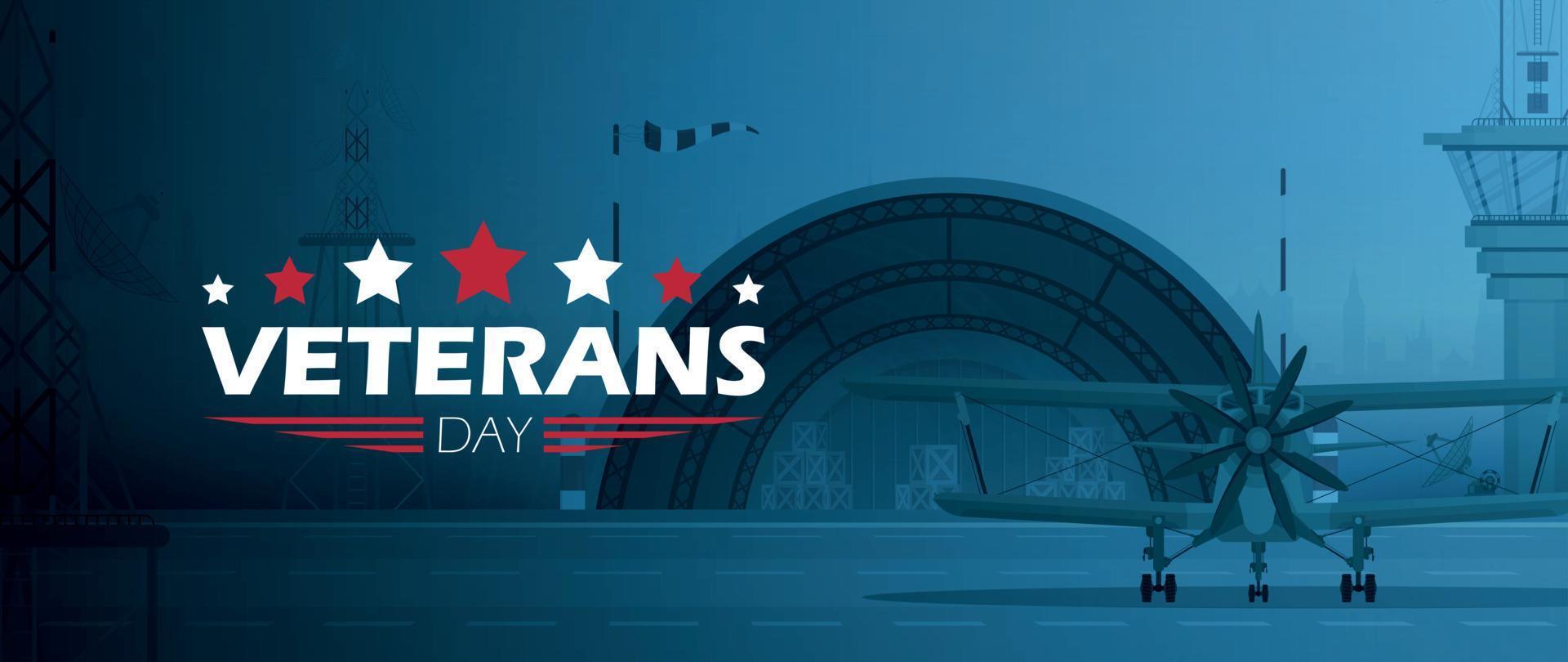 cartel del día de los veteranos. honrando a todos los que sirvieron. ilustración del día de los veteranos con bandera americana vector