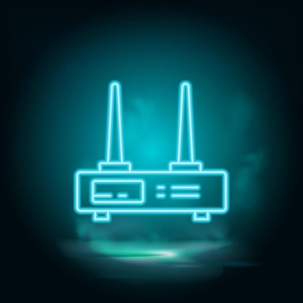 Modem , router vector blue neon icon. Illustration isolated vector sign symbol - computer technologies icon vector neon - Vector
