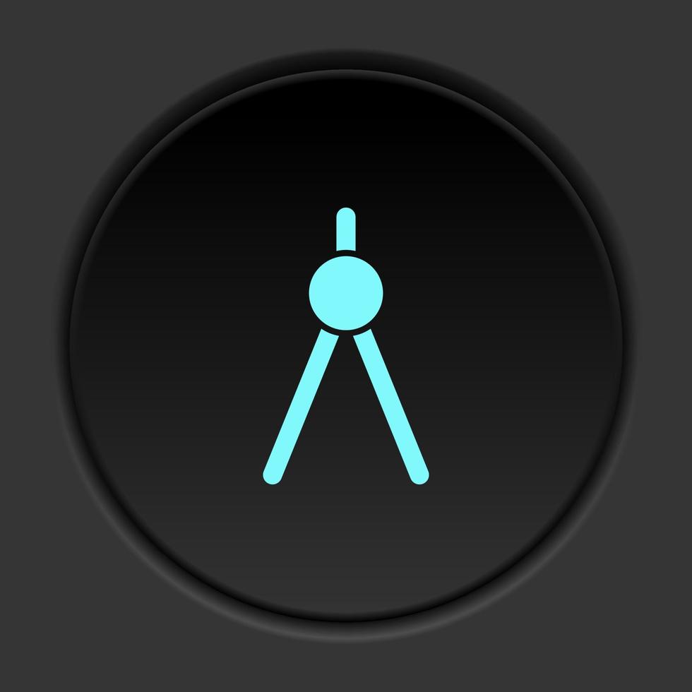 Round button icon, geometry, compass. Button banner round, badge interface for application illustration on dark background vector
