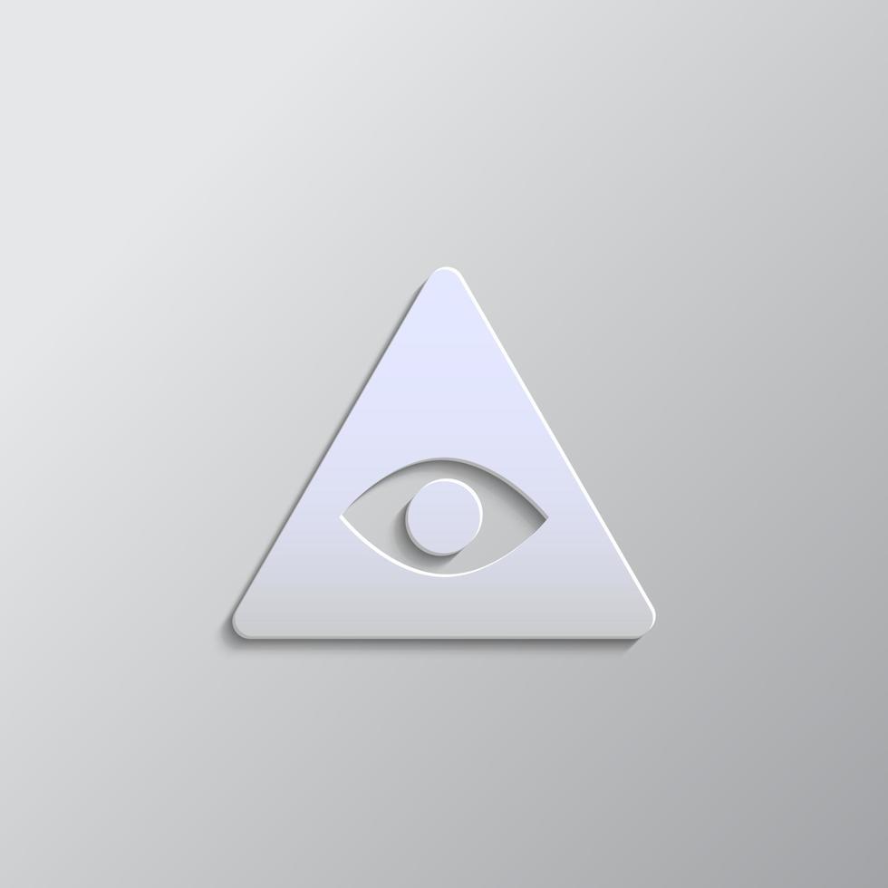Grey color vector background- Paper style vector icon, eye, pyramid paper style, icon