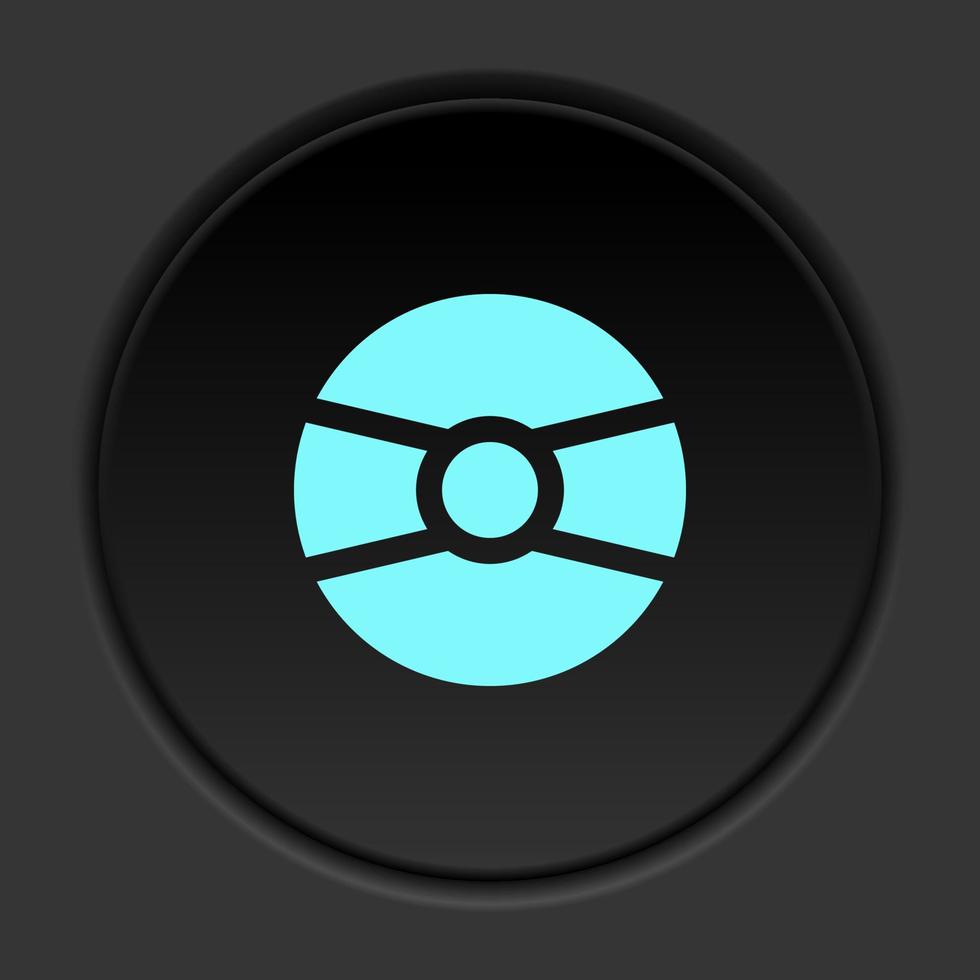 Round button icon, cd, disk, dvd. Button banner round, badge interface for application illustration on dark background vector