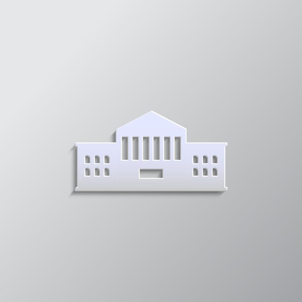 building paper style, icon. Grey color vector background- Paper style vector icon.