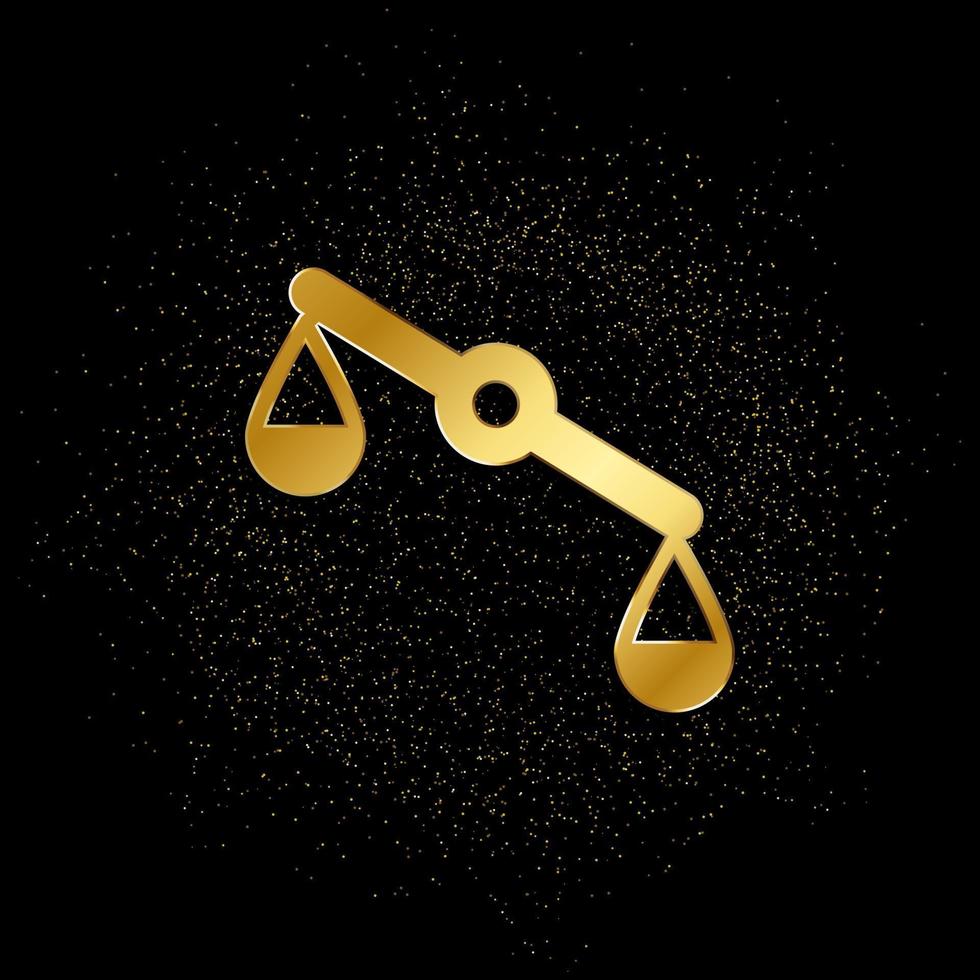 desequilibrio, justicia, escala oro icono. vector ilustración de dorado partícula antecedentes. oro icono
