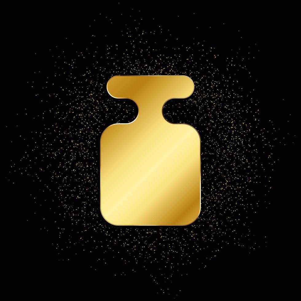 plomada, referencia, peso oro icono. vector ilustración de dorado partícula antecedentes. oro icono