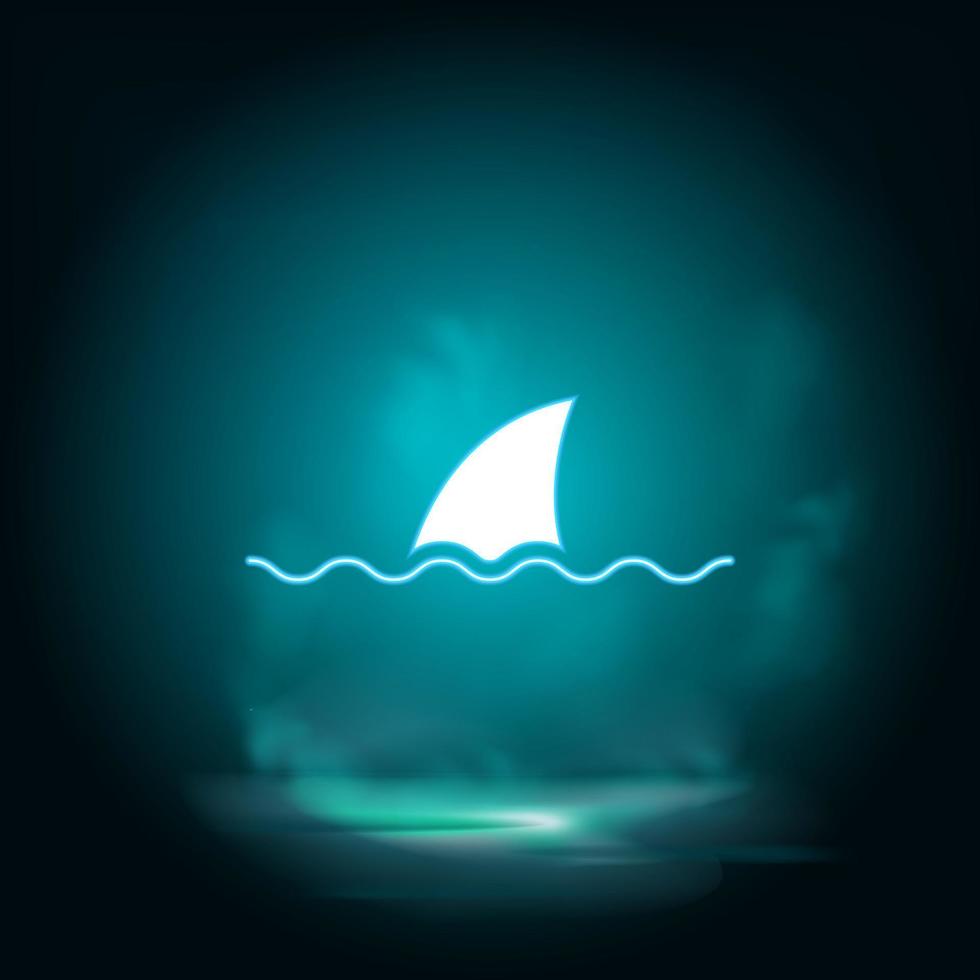 sea, shark, business neon vector icon. Illustration neon blue, yellow, red icon set