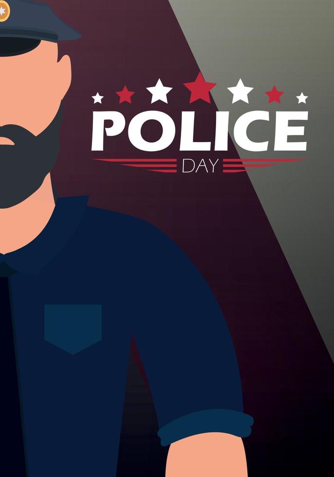 pancarta del día de la policía. policía en el fondo de la bandera. ilustración vectorial vector