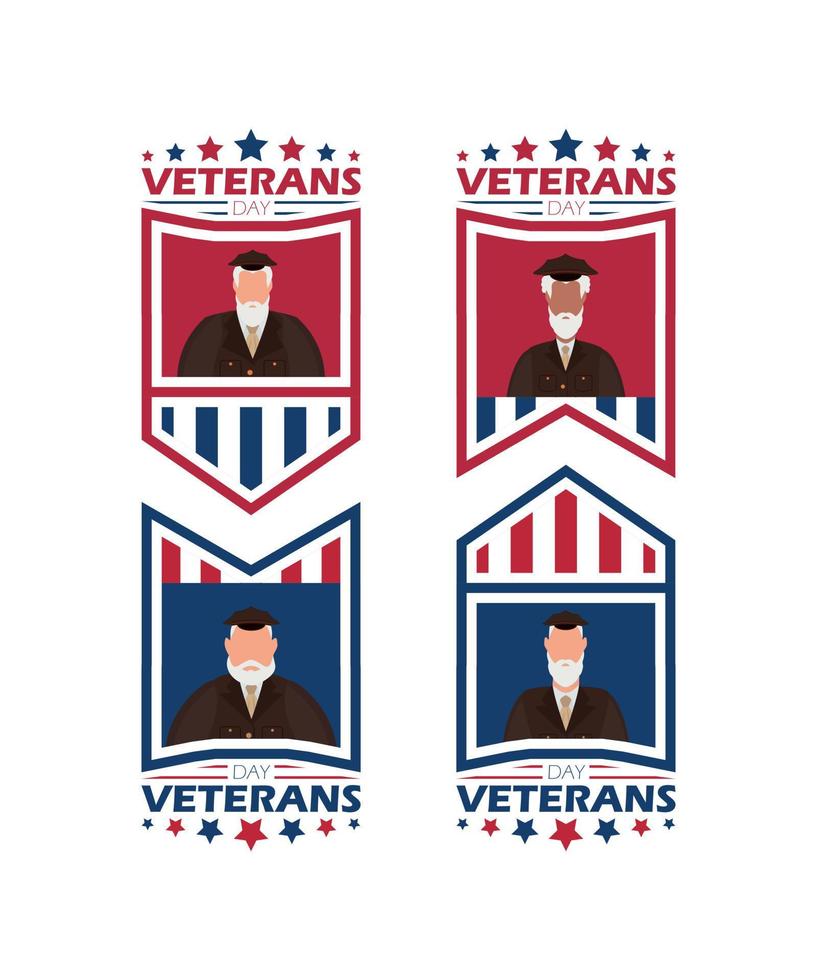Veteran day logo on a white background. Cartoon style. vector