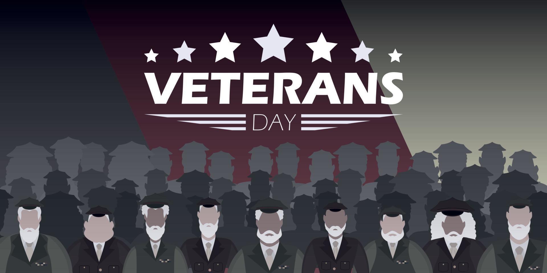 Veteran in military uniform against the background of the flag. Cartoon style. vector