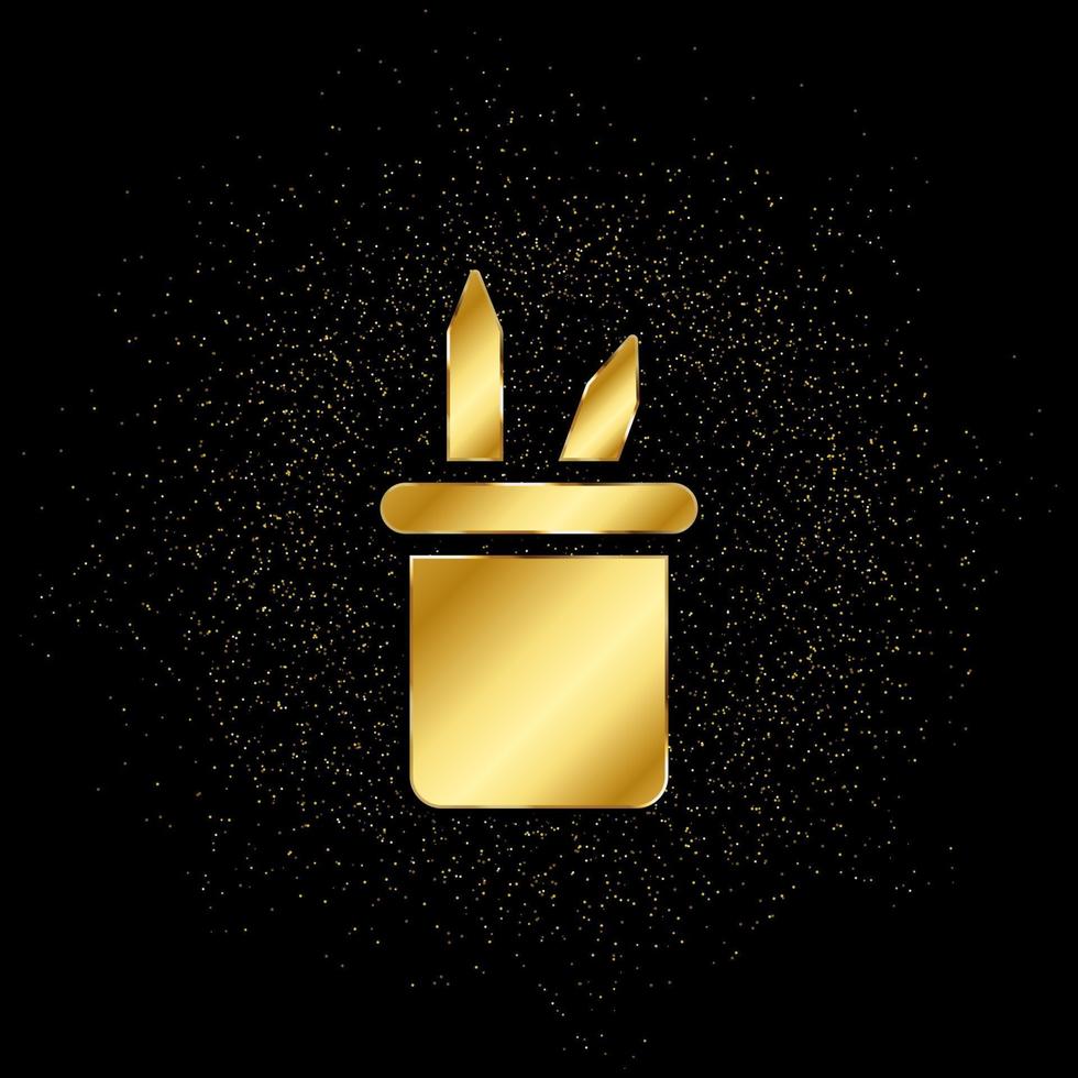 escritorio organizador oro icono. vector ilustración de dorado partícula antecedentes. aislado vector firmar símbolo - educación icono negro antecedentes .