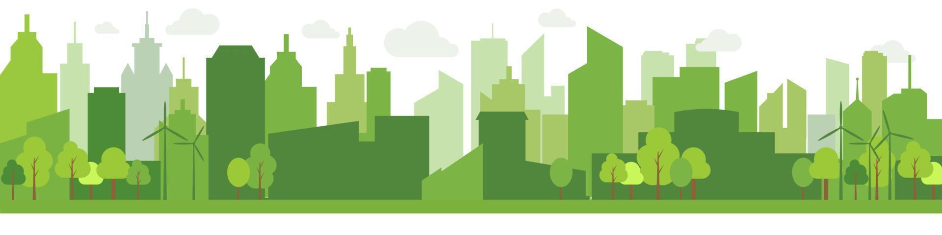 verde ciudades ayuda el mundo con Respetuoso del medio ambiente concepto ideas.vector ilustración. vector