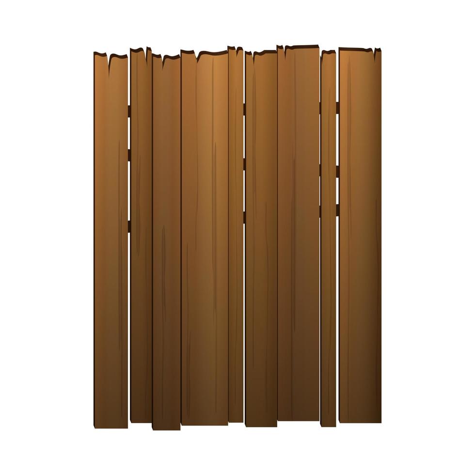 Wooden fence isolated on white background with parallel plank old. Vector illustration