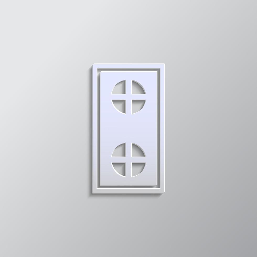 Door, icon paper style. Grey color vector background- Paper style vector icon
