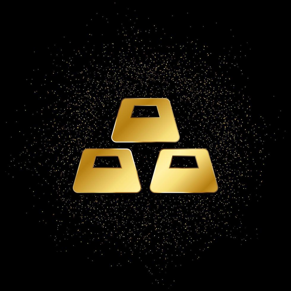 banco, oro, dinero oro icono. vector ilustración de dorado partícula antecedentes. oro icono