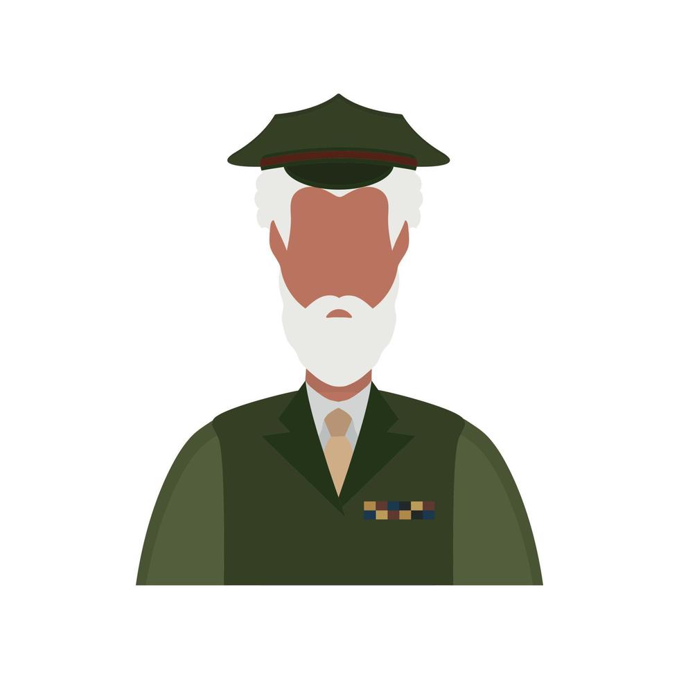 Veteran in green uniform icon. Vector illustration.