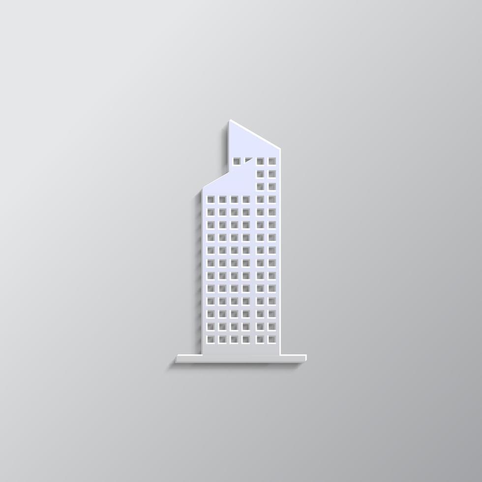 edificio papel estilo, icono. gris color vector fondo- papel estilo vector icono.