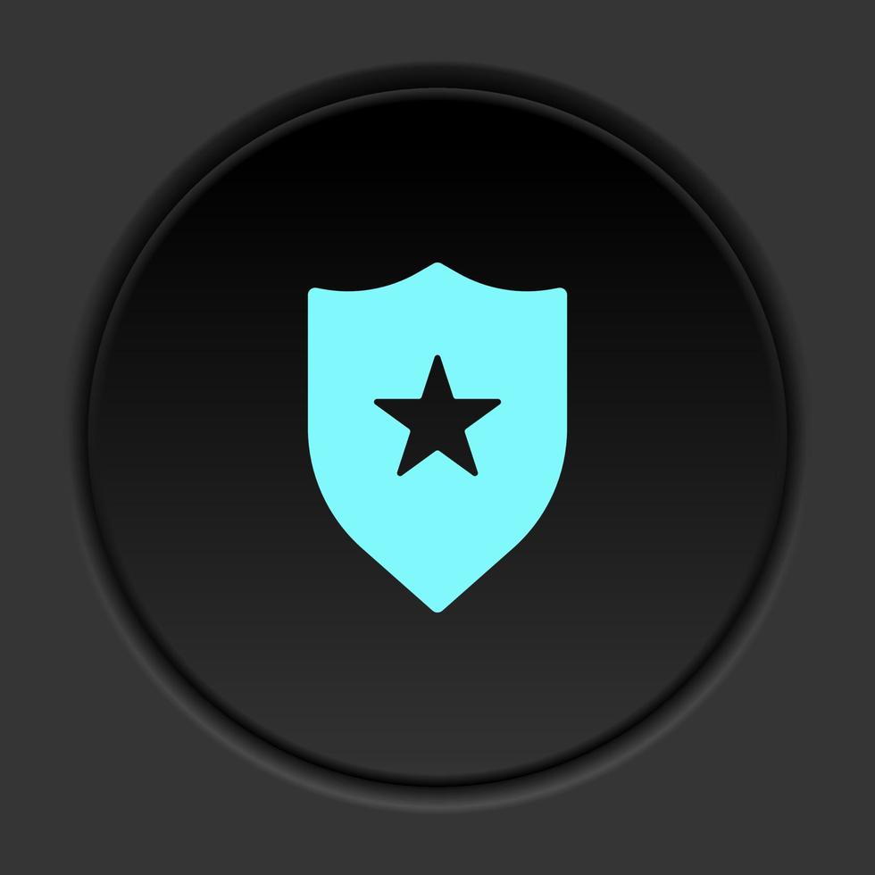 Round button icon, badge, insignia. Button banner round, badge interface for application illustration on dark background vector