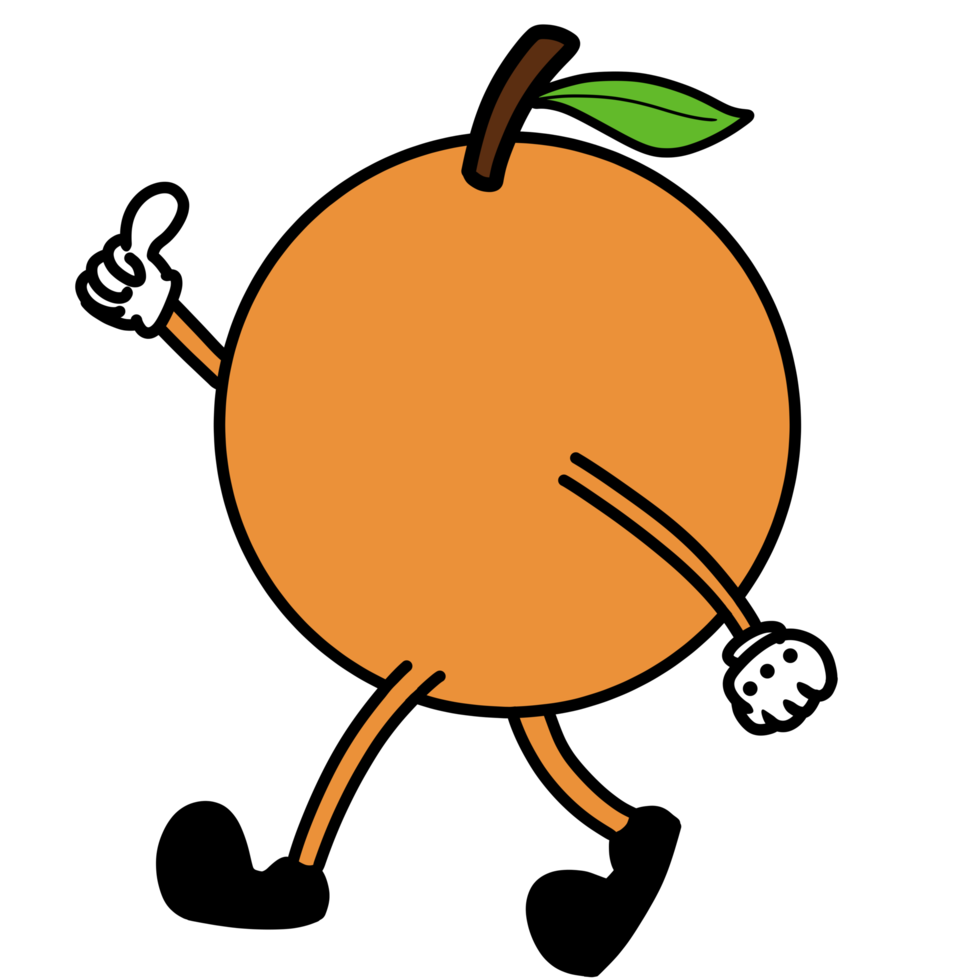 Orange fruit rétro personnage conception png