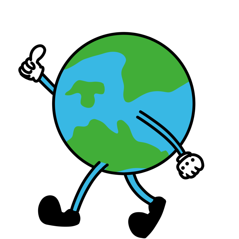 Globe earth retro character design png