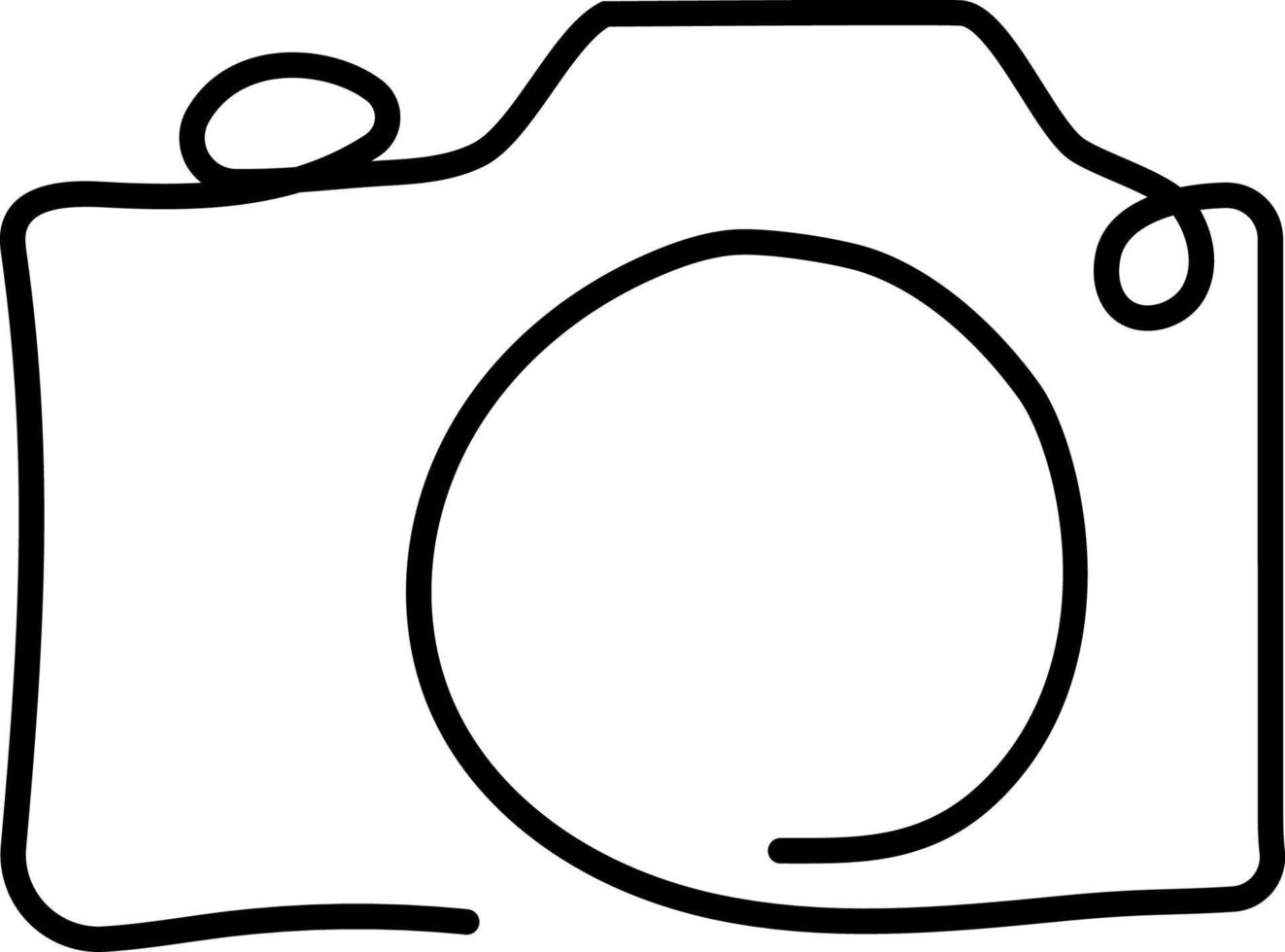 Continuous line art or One Line Drawing of a camera linear style and Hand drawn vector illustrations, outline.