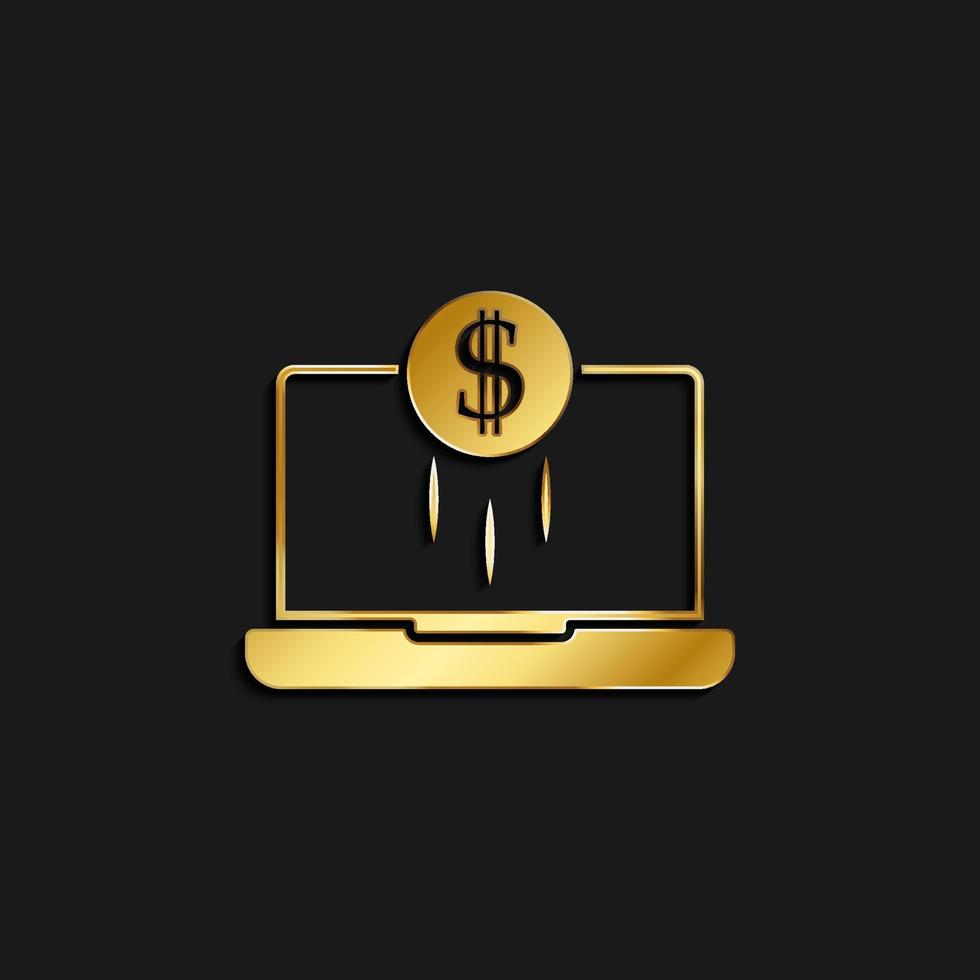 negocio proyecto, financiero puesta en marcha oro icono. vector ilustración de dorado oscuro antecedentes. oro vector icono