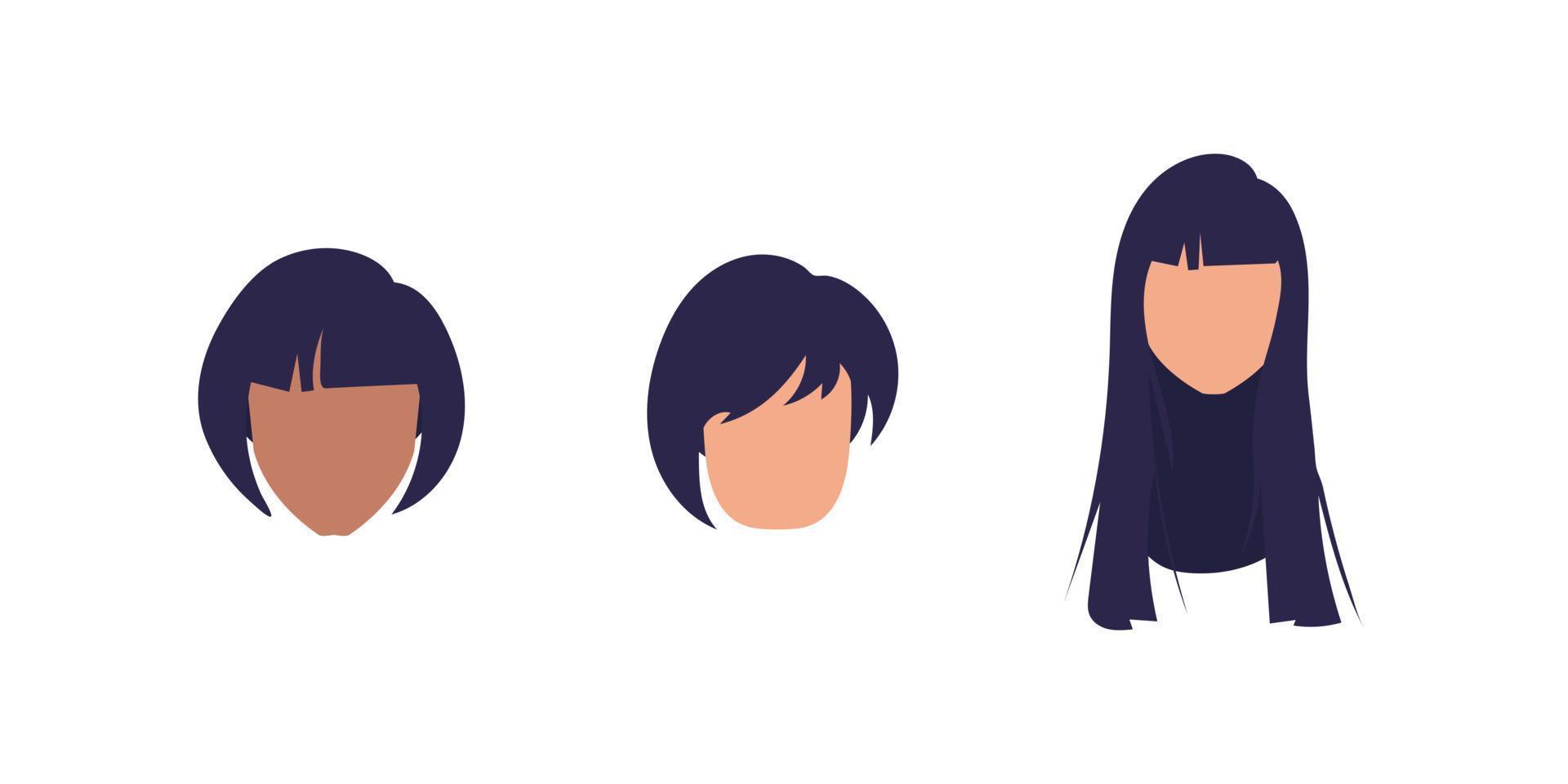 conjunto de caras mujer de diferente nacionalidades aislado. vector ilustración.