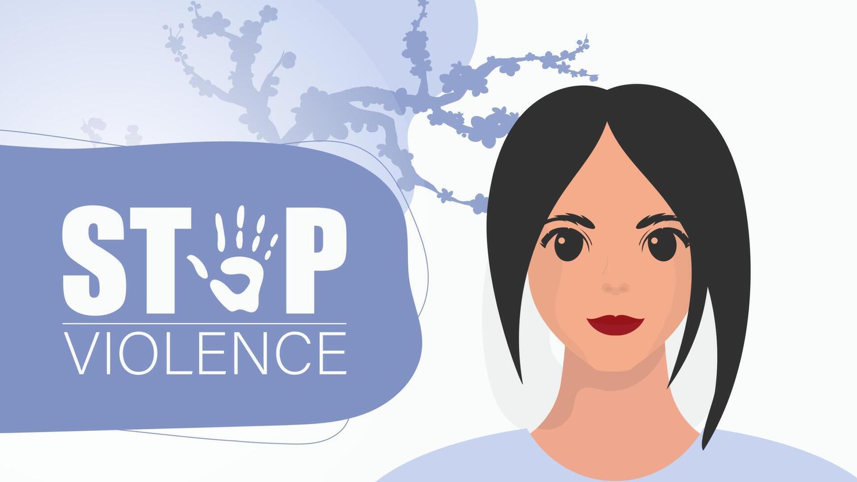 Stop violence. girl holds a banner in her hands. International Day for the Elimination of Violence against Women. illustration design. vector