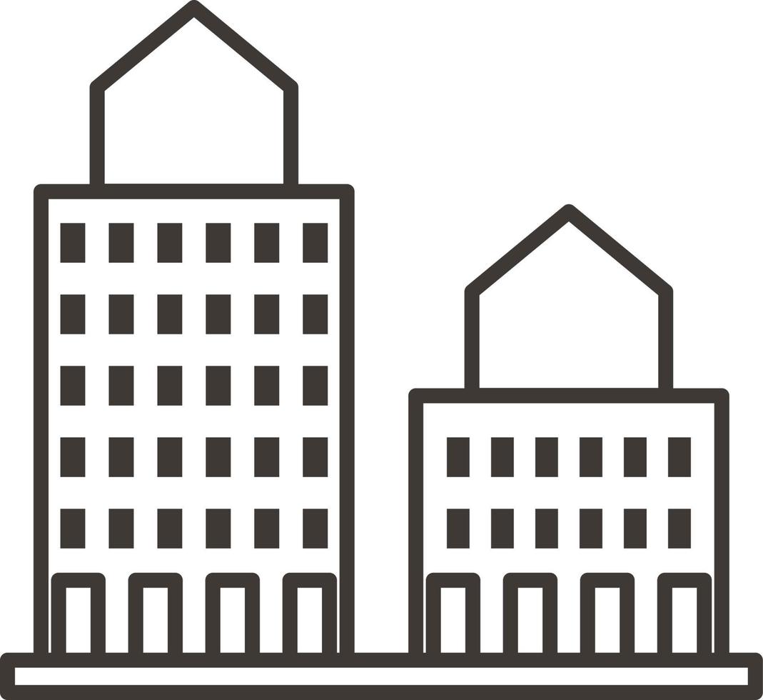 Building, outline, icon - Building vector icon on white background