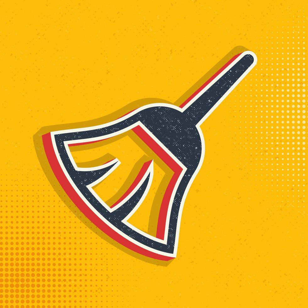 broom, duster pop art, retro icon. Vector illustration of pop art style on retro background