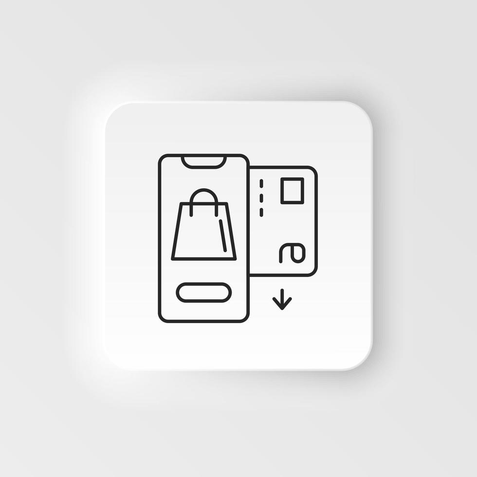 E-commerce neumorphic style vector icon smartphone, car, package outline vector icon icon set