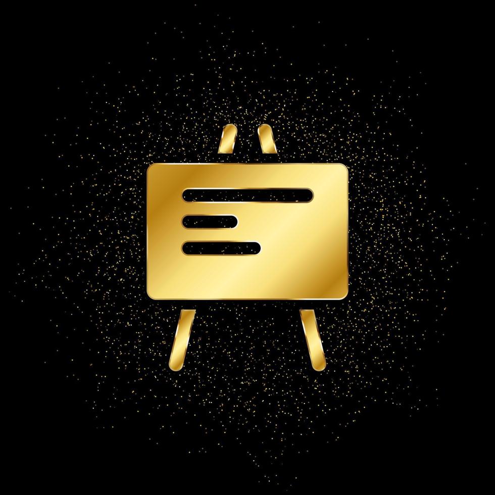 blackboard gold icon. Vector illustration of golden particle background. isolated vector sign symbol - Education icon black background .