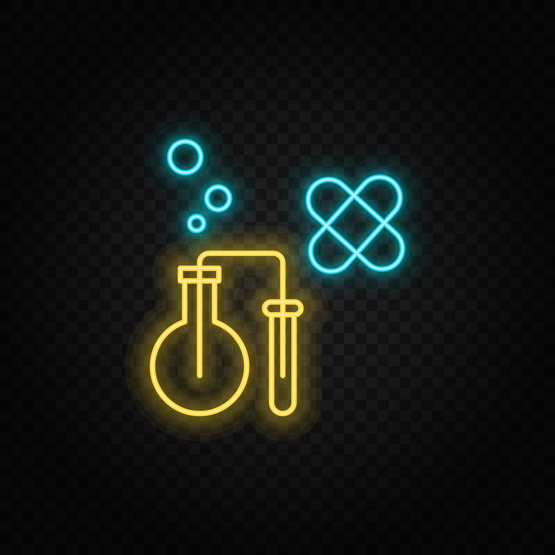chemical, eco neon vector icon. Blue and yellow neon vector icon