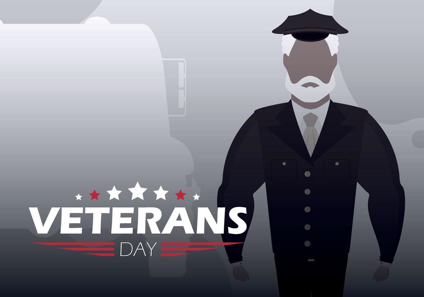 Veterans day banner with the wished military. Vector illustration.