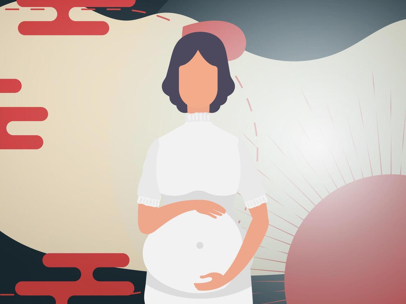 Woman pregnant Banner or postcard for you. illustration. vector