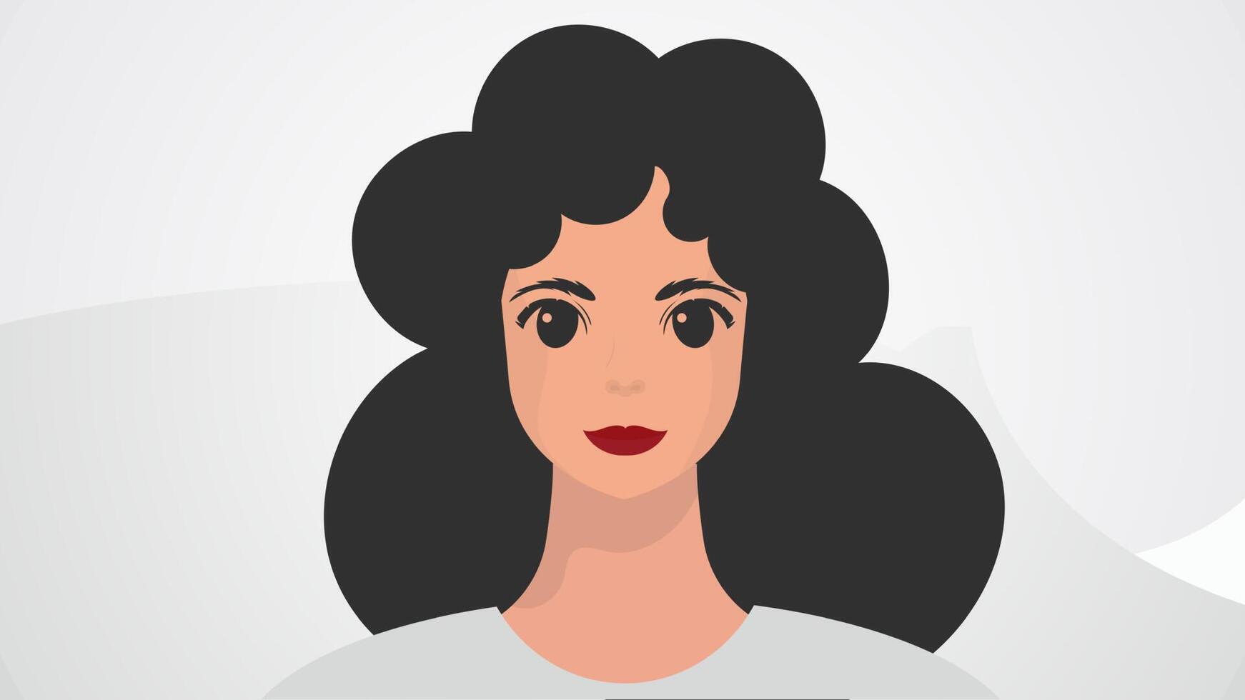 Banner with a woman close-up. Strong girl on, front view. . vector