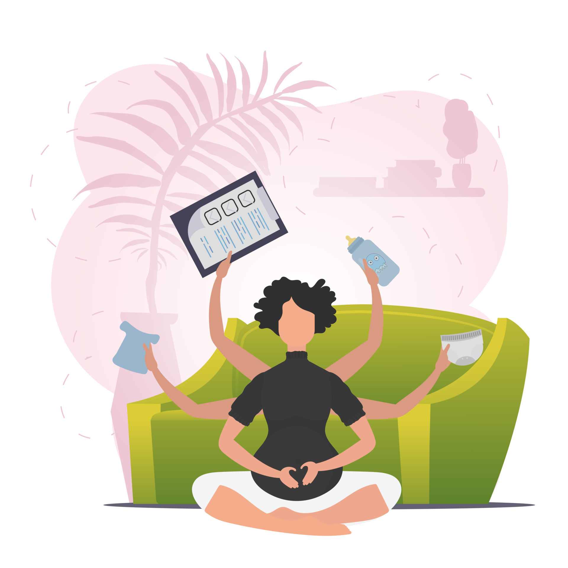 Pregnant woman in butterfly pose. Pregnant woman practicing yoga