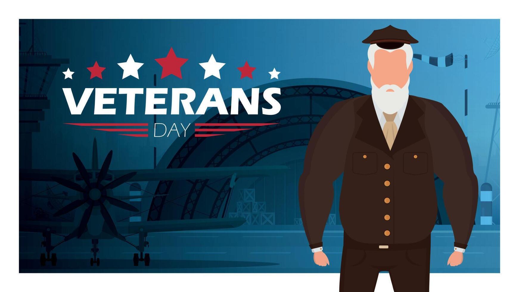 Veterans day banner with the wished military. Vector. vector