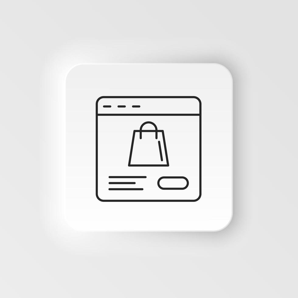 E-commerce neumorphic style vector icon web site, page, package, button outline vector icon icon set