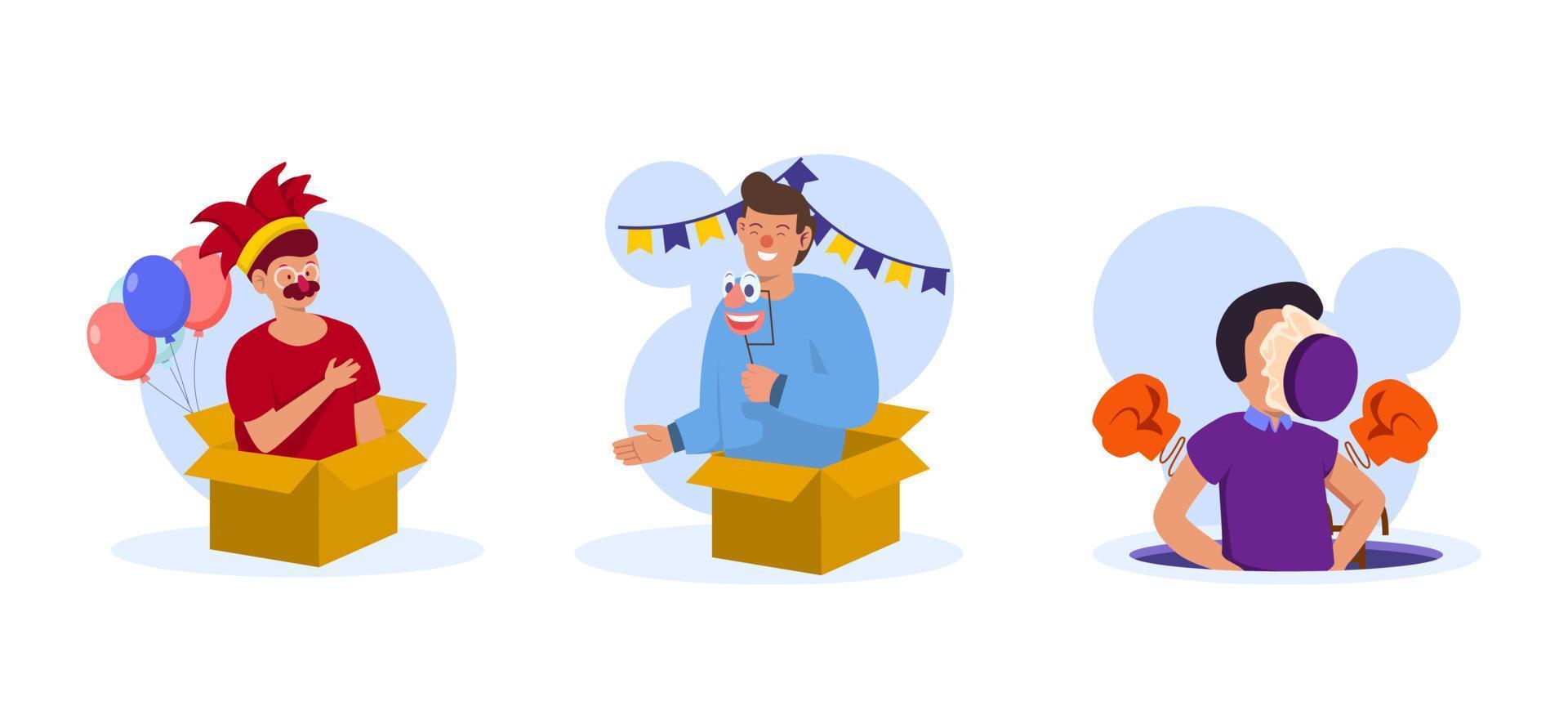 April Fools Flat Bundle Illustration vector