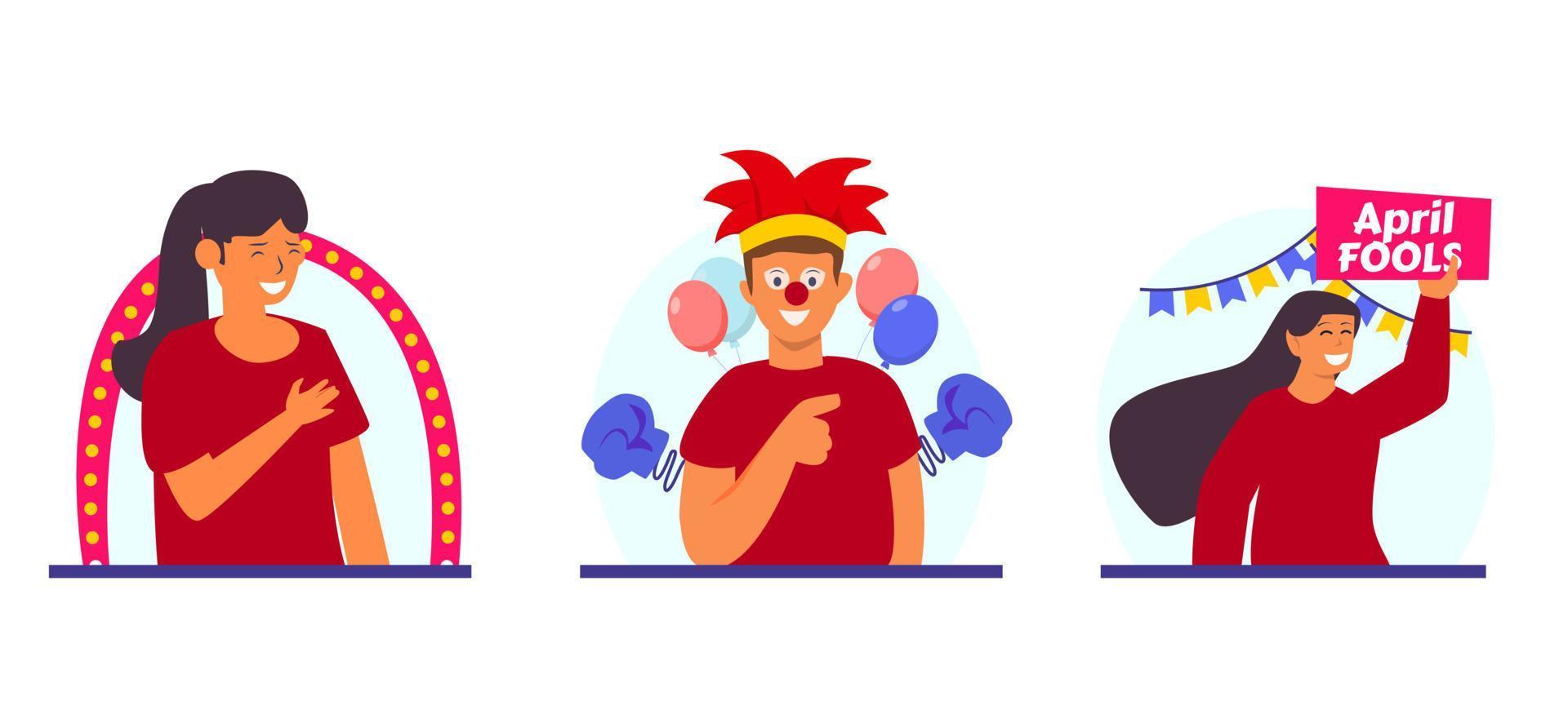 April Fools Flat Bundle Illustration vector