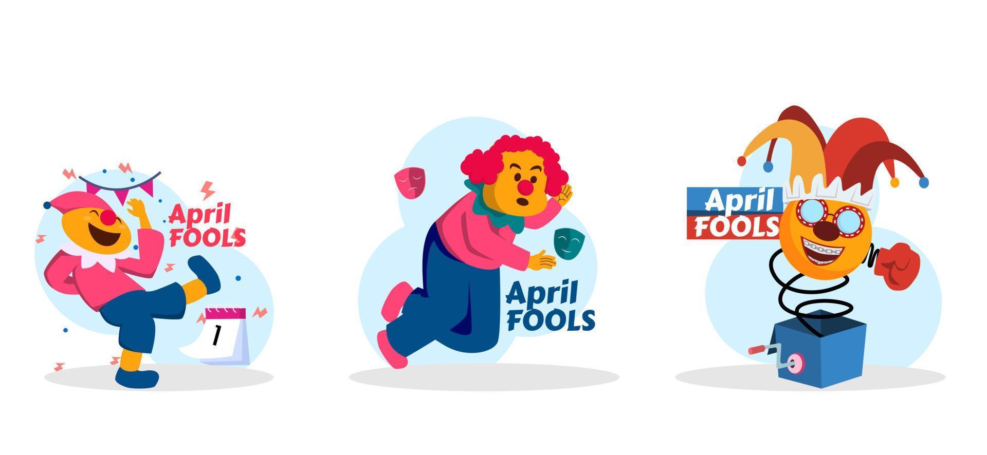 April Fools Flat Bundle Illustration vector