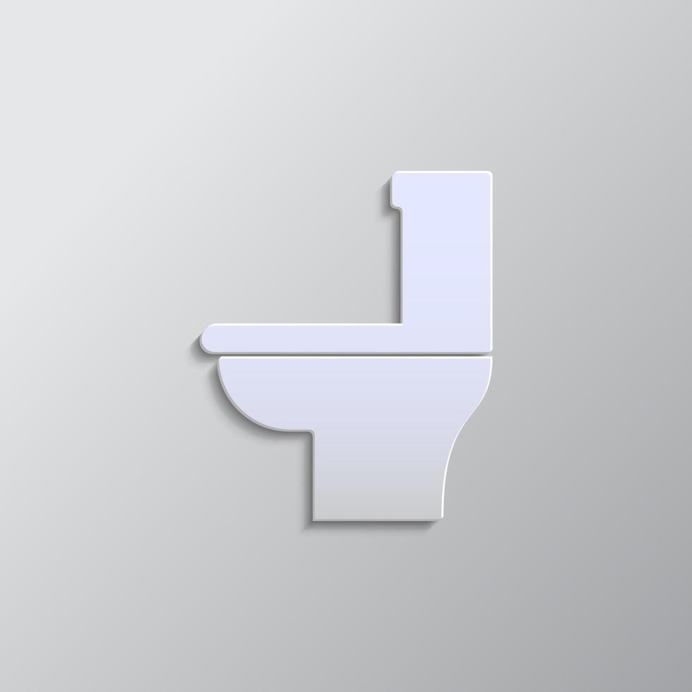 Bathroom, commode paper style, icon. Grey color vector background- Paper style vector icon.