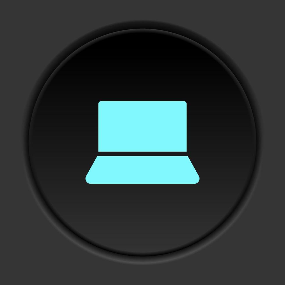Round button icon, computer. Button banner round, badge interface for application illustration on dark background vector