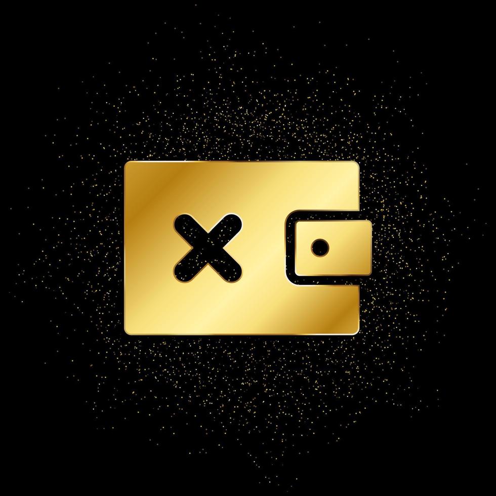 delete, money, wallet gold icon. Vector illustration of golden particle background. gold icon