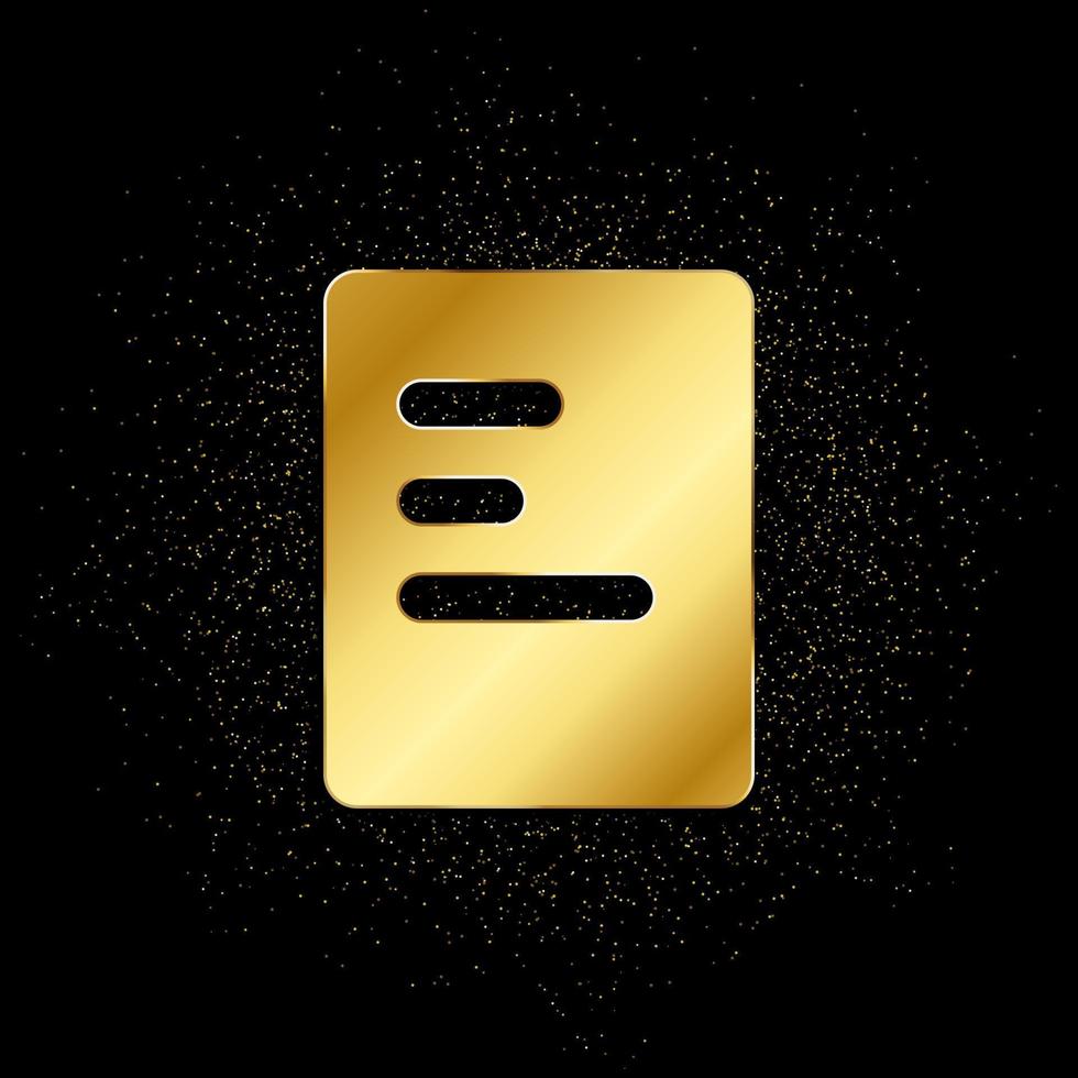 document gold icon. Vector illustration of golden particle background. isolated vector sign symbol - Education icon black background .