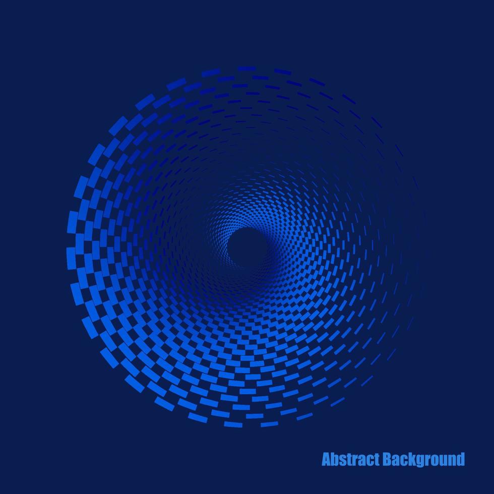 Blue monochrome rectangles swirl or spiral abstract background. vector