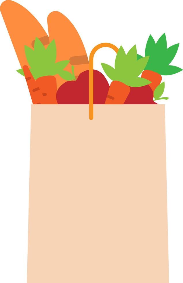 Paper bag full of food. Grocery delivery concept. Modern flat design concepts for web banners, web sites, printed materials, infographics. Colorful vector illustration.